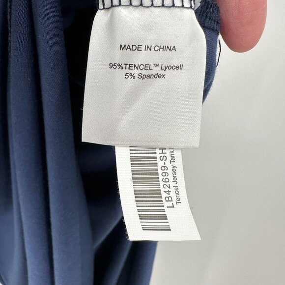 Quince Navy Blue Tencel Jersey Tank Maxi Dress sz S Women's Side Slit Sleeveless - Picture 3 of 6